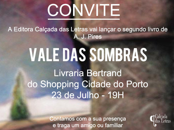 Convite para o lançamento do livro Vale das Sombras, no Porto - 2014